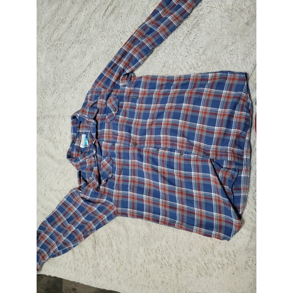 XL Columbia Omni-Wick Button Up Shirt Mens Red & blue Plaid Long Sleeve
